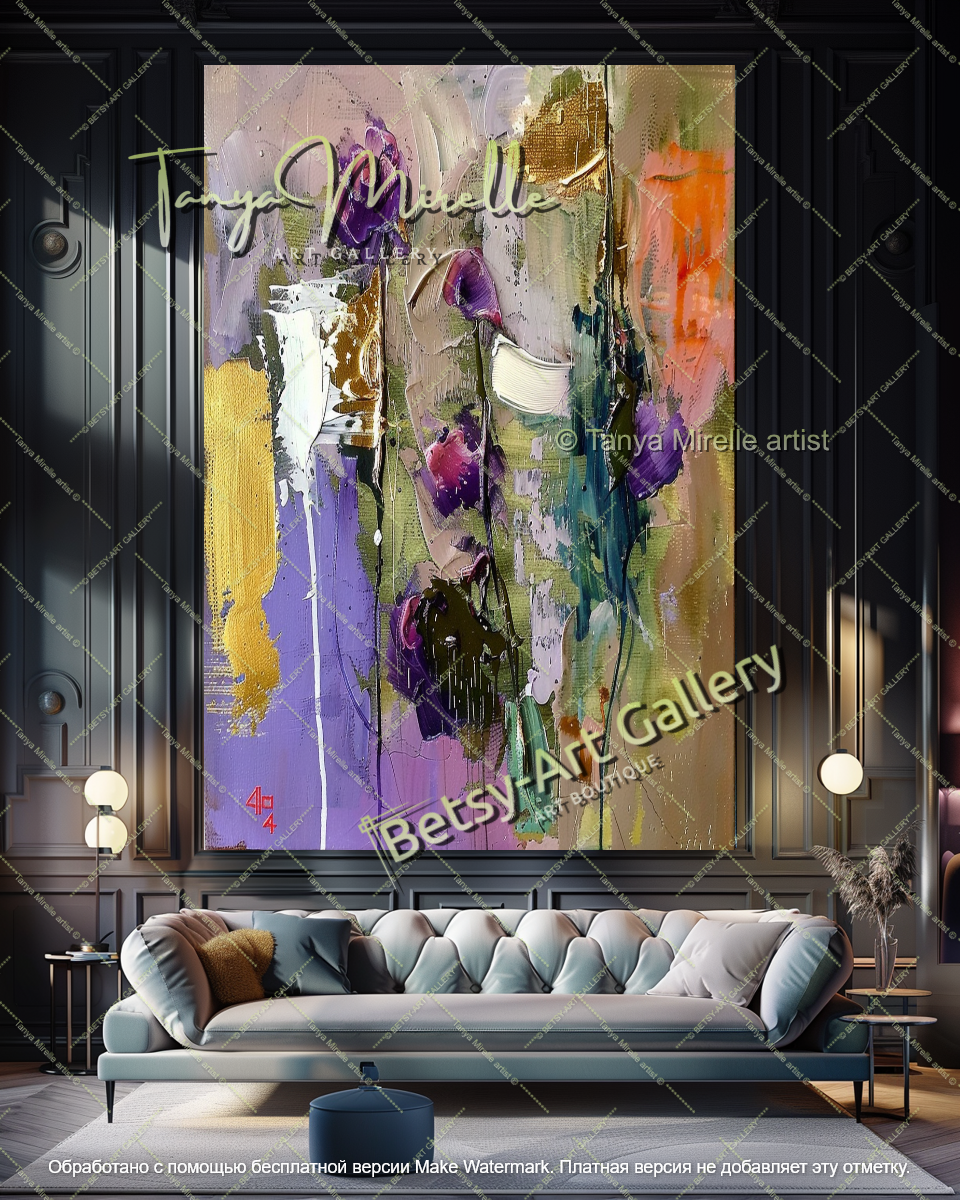 Modern Abstract Floral Artwork Large Canvas