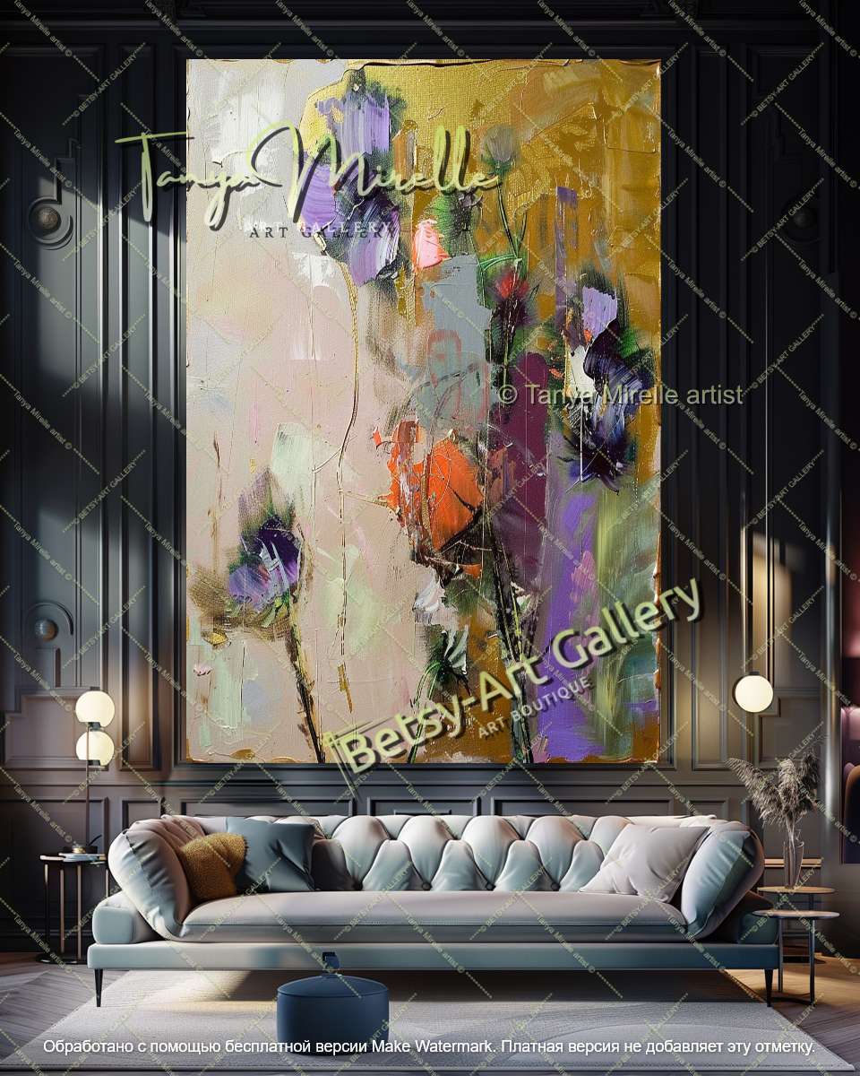 Modern Abstract Floral Artwork Large Canvas