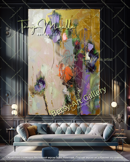 Modern Abstract Floral Artwork Large Canvas