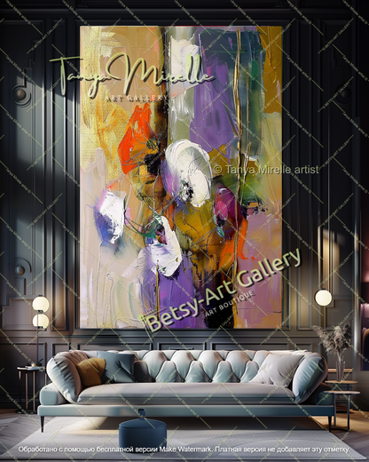 Modern Abstract Floral Artwork Large Canvas