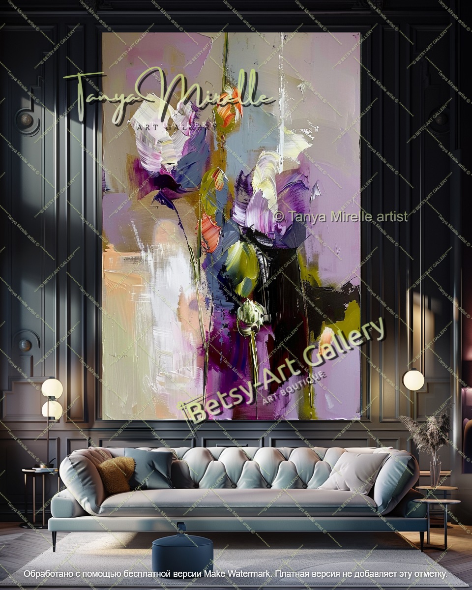 Modern Flower Art Textured Oil Canvas Contemporary Style