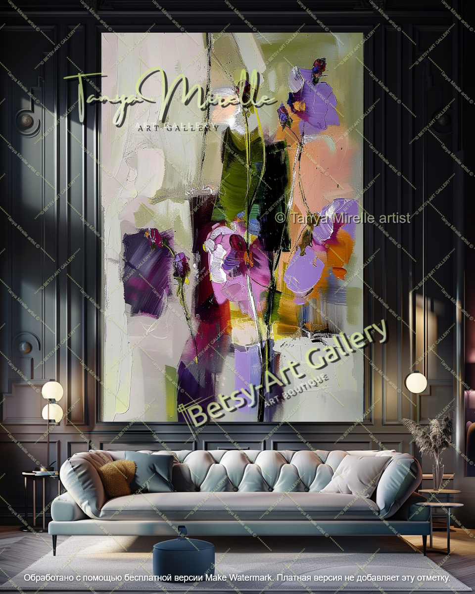 Modern Flower Art Textured Oil Canvas Contemporary Style