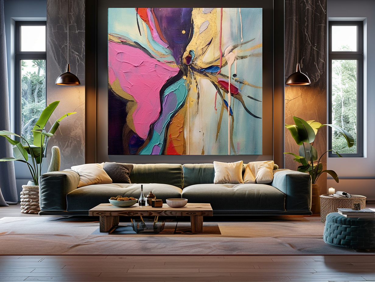 Abstract Impasto Oil Painting on Canvas - Vibrant Modern Wall Art for Living room