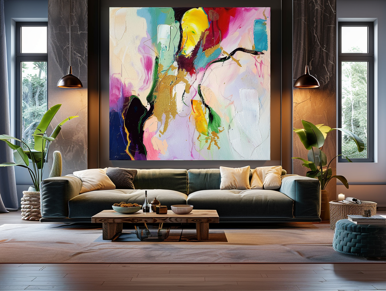 Vibrant Modern Abstract Art - Impasto Oil Painting on Canvas - Colorful Wall Art
