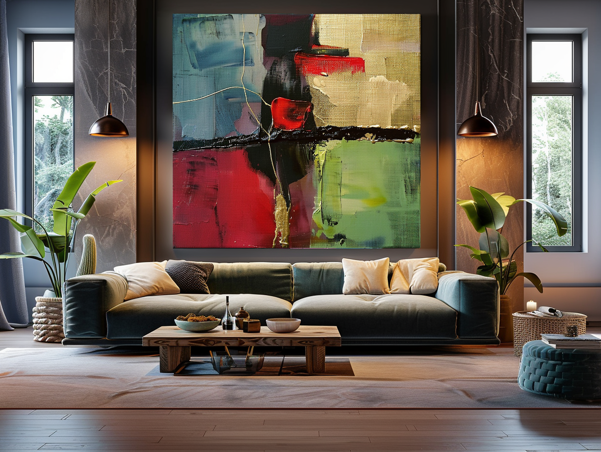 Deep Colors Abstract Impasto Oil Painting on Canvas - Vibrant Modern Wall Art for Living room