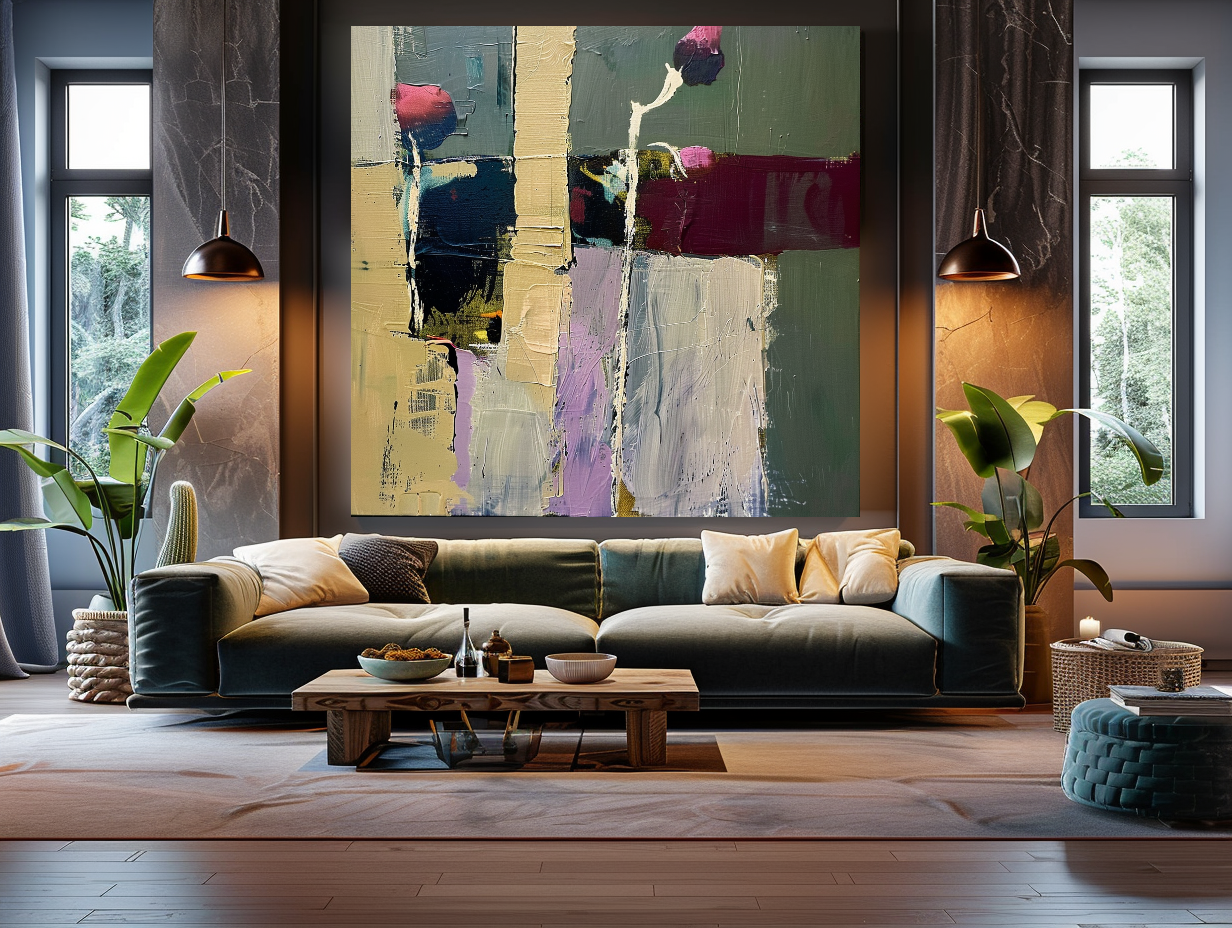 Floral Abstract Impasto Oil Painting on Canvas - Vibrant Modern Wall Art for Living room