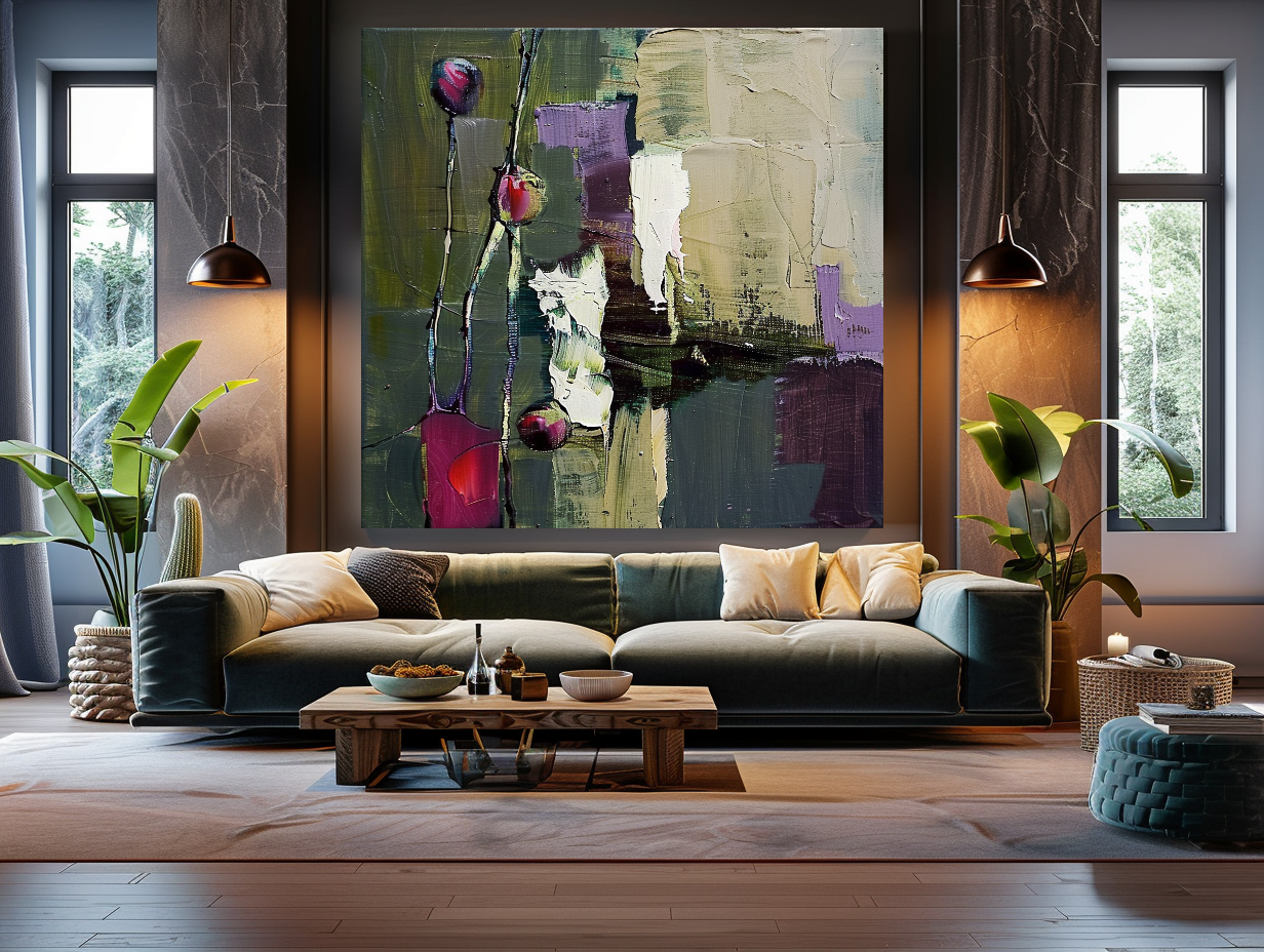 Floral Abstract Impasto Oil Painting on Canvas - Vibrant Modern Wall Art for Living room