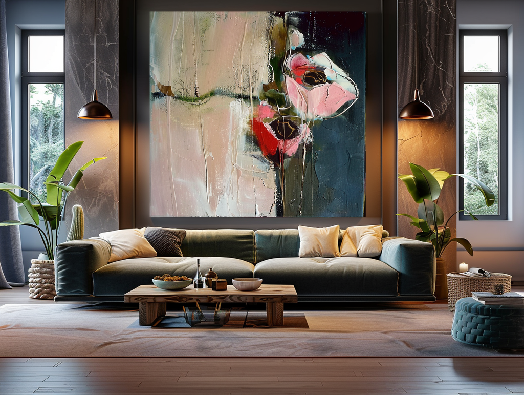 Floral Abstract Impasto Oil Painting on Canvas - Vibrant Modern Wall Art for Living room – Large – Oil on Canvas – {{ product.title }} canvas artwork by Tanya Mirelle – modern wall decor – original artwork for home, living room, office, or gallery – original artwork by BETSY-ART GALLERY