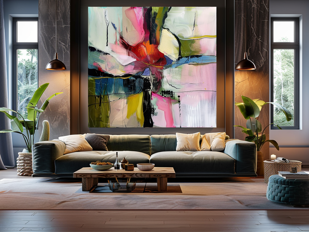 Modern Abstract Impasto Oil Painting on Canvas # 219 – Large – Oil on Canvas – {{ product.title }} canvas artwork by Tanya Mirelle – modern wall decor – original artwork for home, living room, office, or gallery – original artwork by BETSY-ART GALLERY