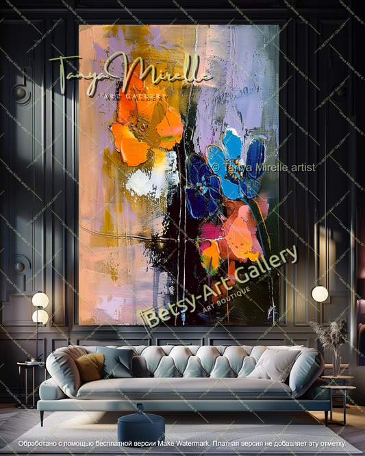 Hand Painted Abstract Floral Oil Painting
