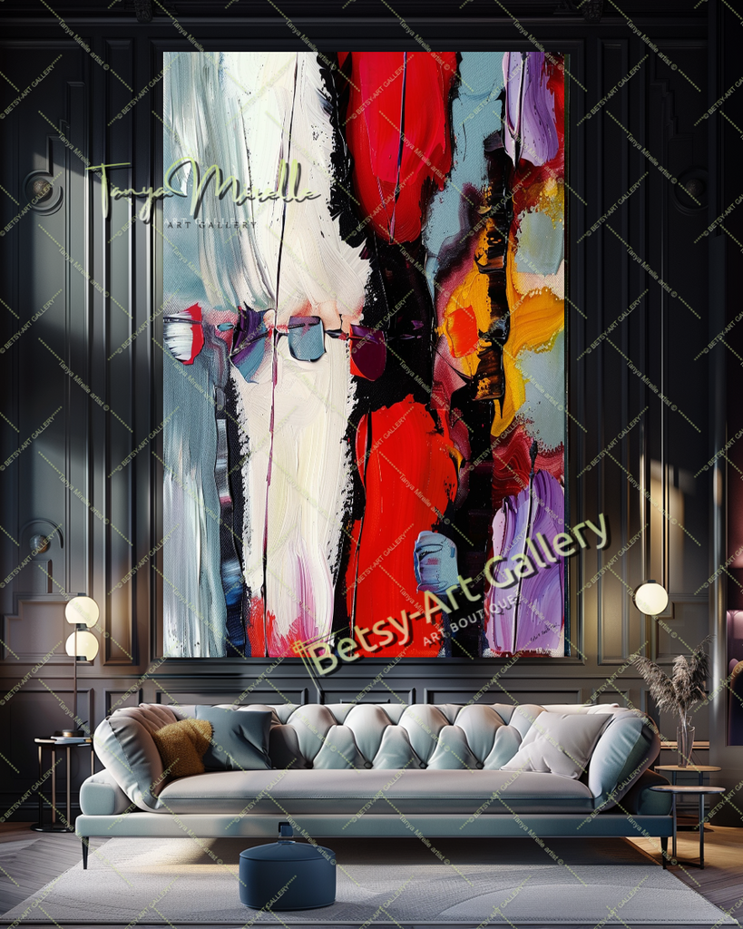 Vivid Red Purple Abstract Painting – Modern Wall Art #156 – Large – Oil on Canvas – {{ product.title }} canvas artwork by Tanya Mirelle – modern wall decor – original artwork for home, living room, office, or gallery – original artwork by BETSY-ART GALLERY