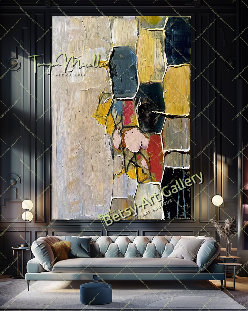 Earth Colors Abstract Painting – Contemporaryl Wall Art #162 – Large – Oil on Canvas – {{ product.title }} canvas artwork by Tanya Mirelle – modern wall decor – original artwork for home, living room, office, or gallery – original artwork by BETSY-ART GALLERY