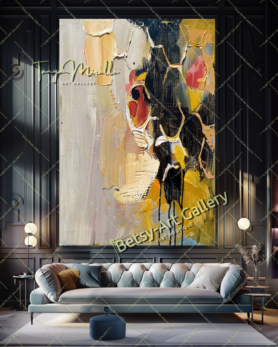 {{ product.title }} – {{ product.metafields.size | default: "Large" }} {{ product.metafields.technique | default: "Oil on Canvas" }} – {% if image.alt != blank %}{{ image.alt }}{% else %}{% if forloop.index0 == 0 %}Main view{% elsif forloop.index0 <= 2 %}Detail view{% else %}Close-up impasto texture{% endif %}{% endif %} by Tanya Mirelle – original artwork for home, living room, office, or gallery