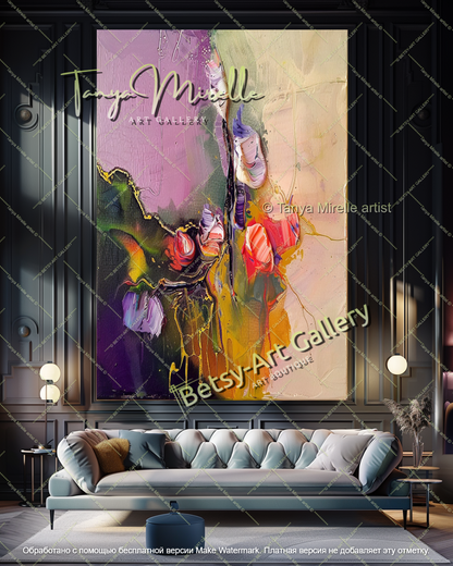 Modern Flower Canvas Art Large Abstract Painting