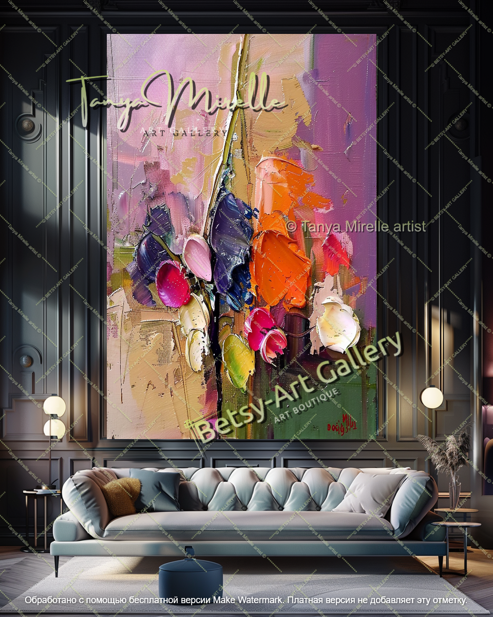 Modern Flower Canvas Art Large Abstract Painting