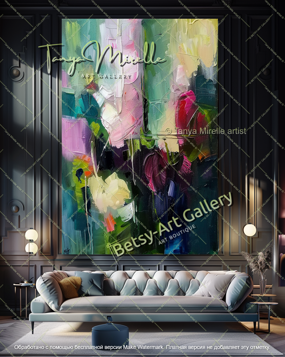 Luxury Abstract Flower Painting Contemporary Decor