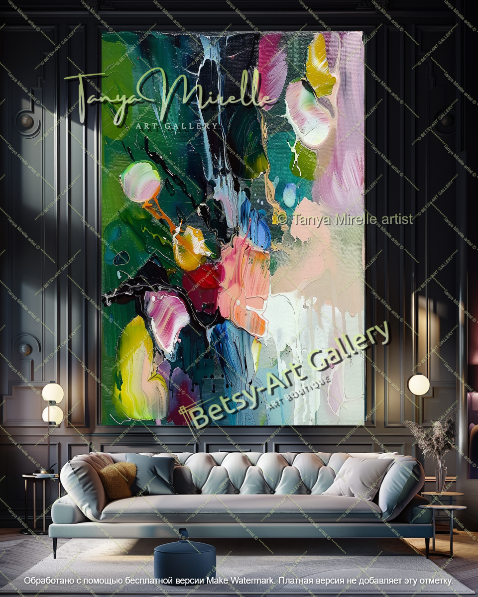 Luxury Abstract Flower Painting Contemporary Decor
