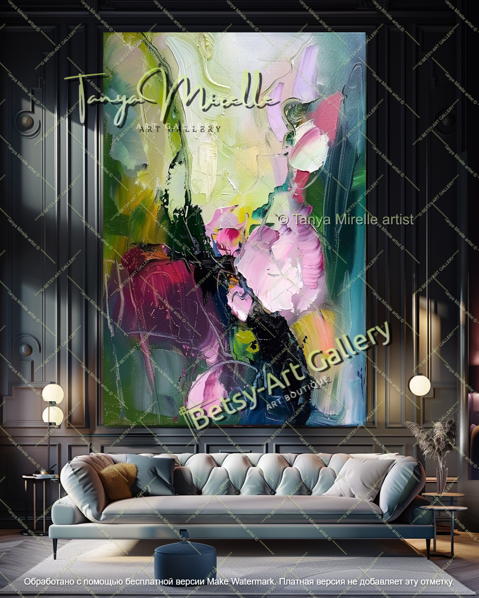 Luxury Abstract Flower Painting Contemporary Decor