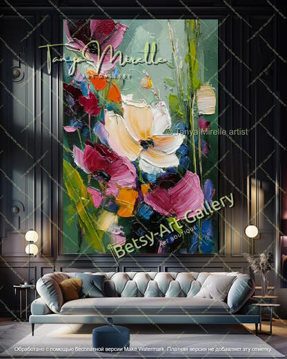 Modern Floral Wall Art Colorful Abstract Canvas