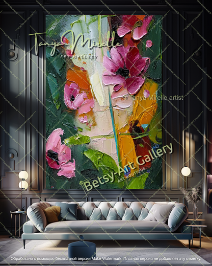 Modern Floral Wall Art Colorful Abstract Canvas