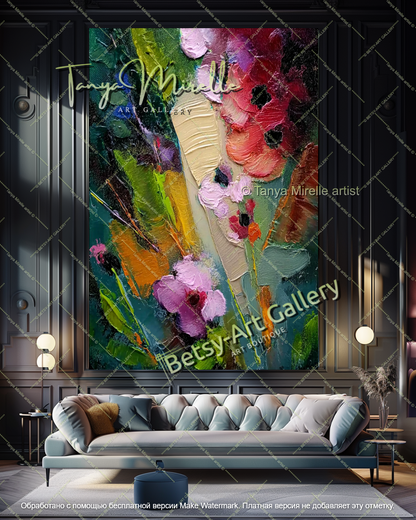 Modern Floral Wall Art Colorful Abstract Canvas