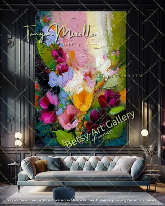 Modern Floral Wall Art Colorful Abstract Canvas
