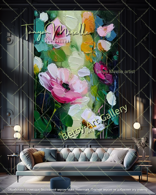 Abstract Flower Painting Modern Living Room Art