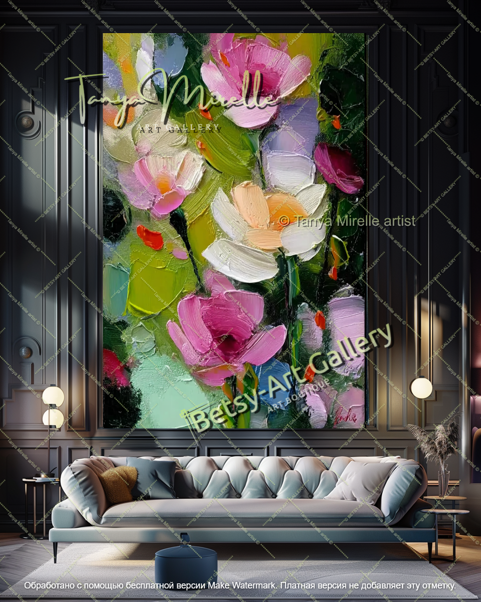 Abstract Flower Painting Modern Living Room Art