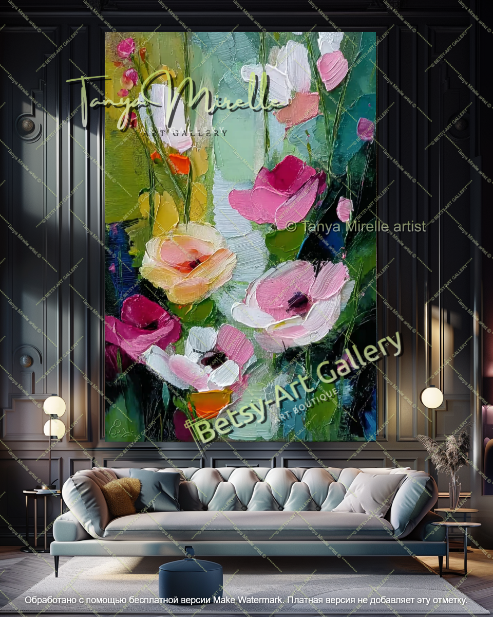 Abstract Flower Painting Modern Living Room Art