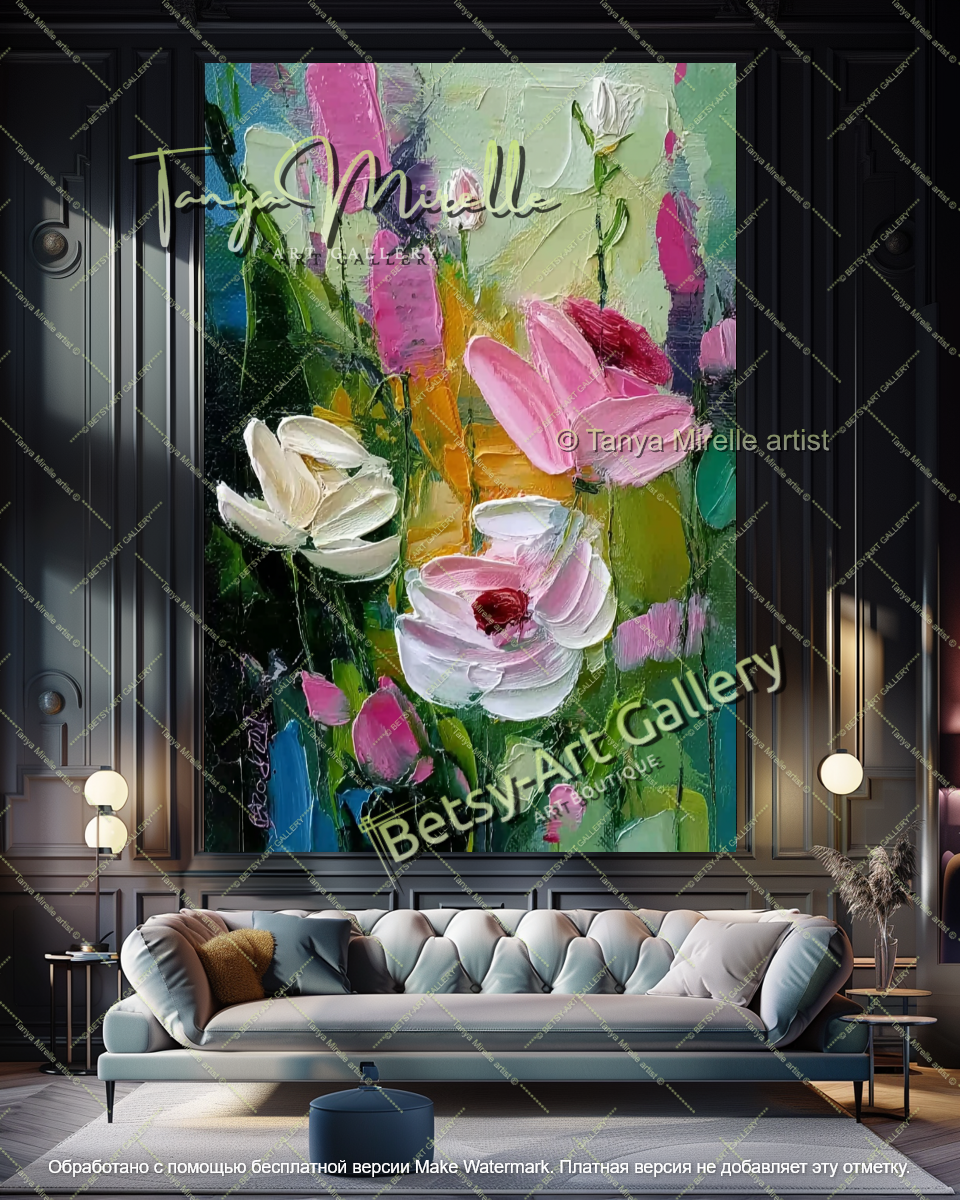 Abstract Flower Painting Modern Living Room Art