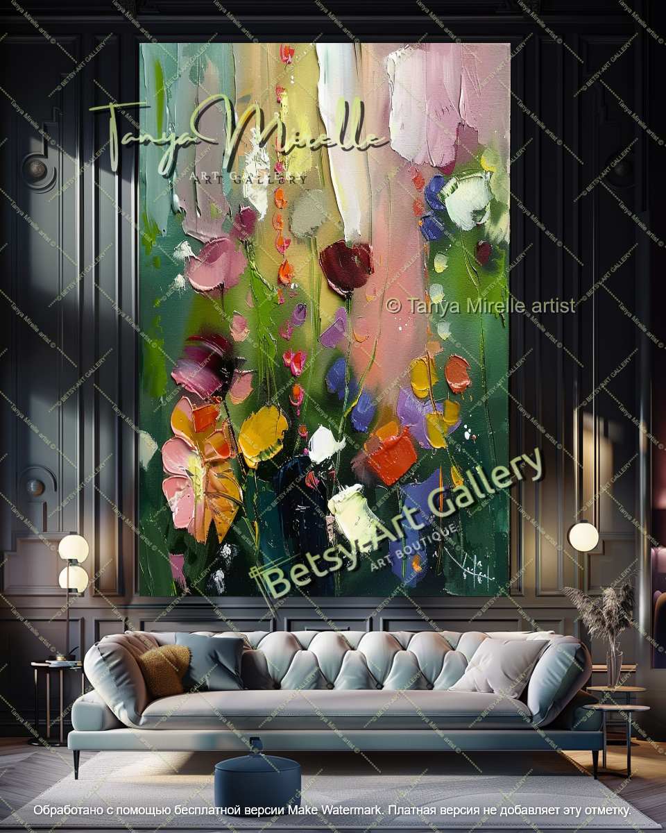 Hand Painted Floral Oil Painting Large Canvas