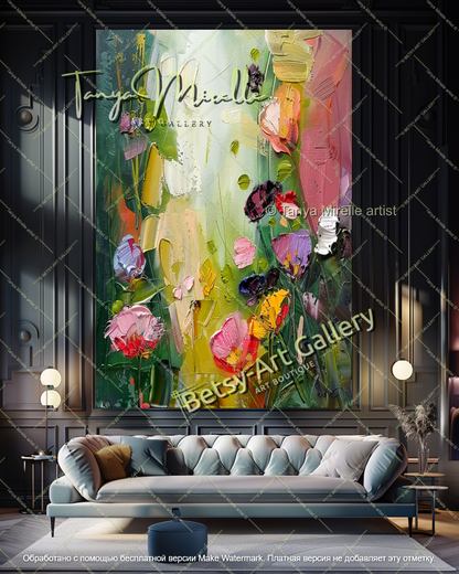 Hand Painted Floral Oil Painting Large Canvas