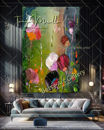 Hand Painted Floral Oil Painting Large Canvas