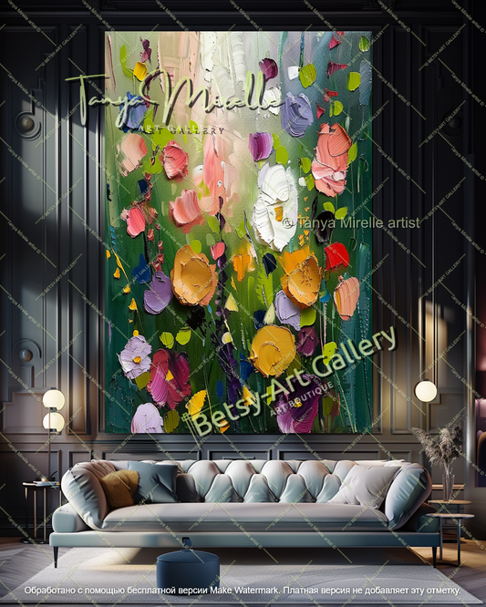 Hand Painted Floral Oil Painting Large Canvas