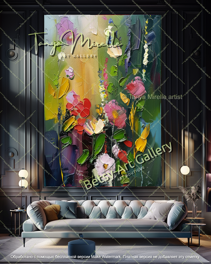 Oversized Floral Wall Art Contemporary Painting
