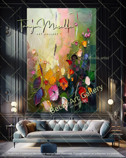 Oversized Floral Wall Art Contemporary Painting