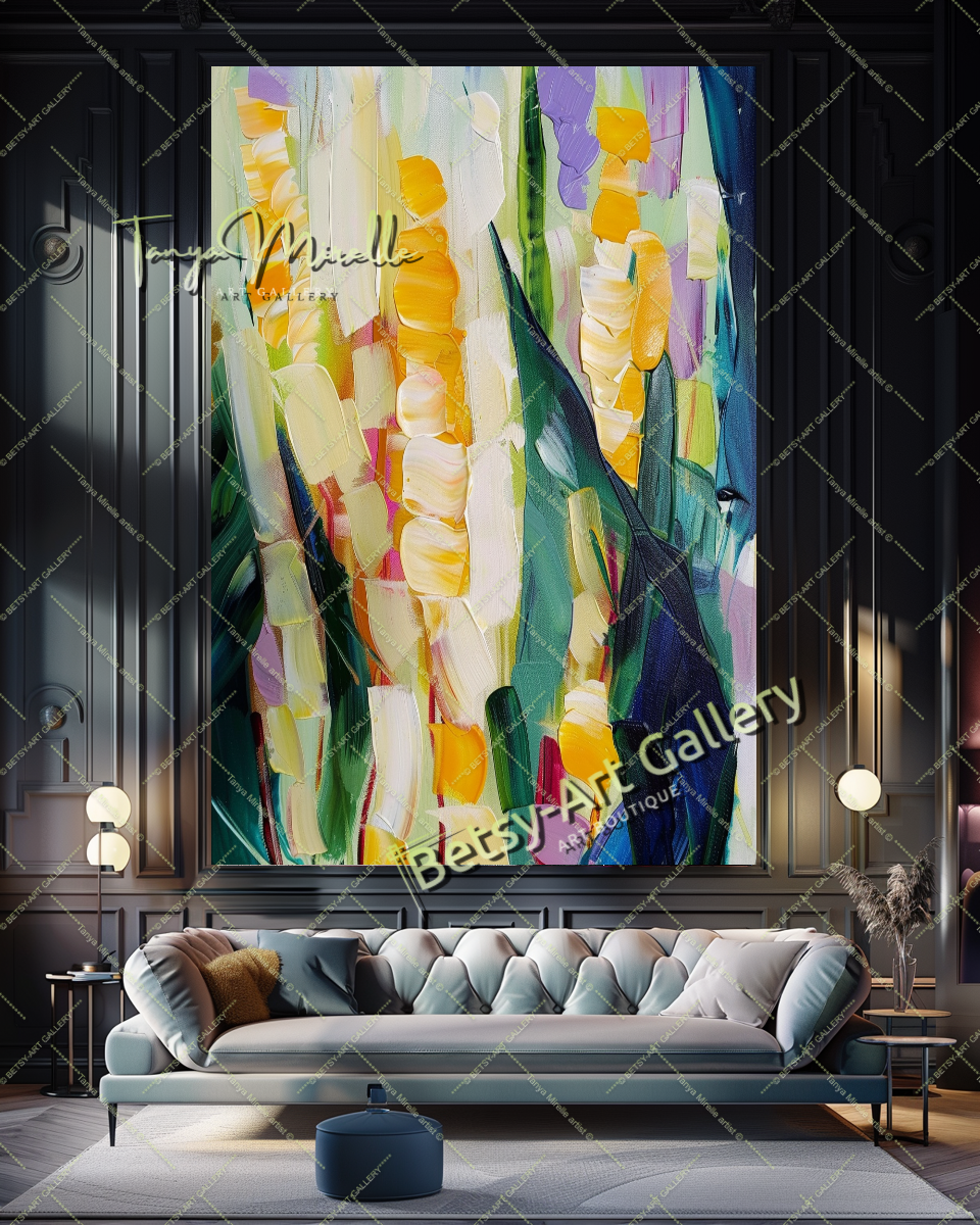Popcorn Abstract Painting – Modern Floral Artwork #139