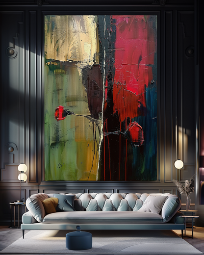 Deep Colors Abstract Impasto Oil Painting on Canvas - Vibrant Modern Wall Art for Living room