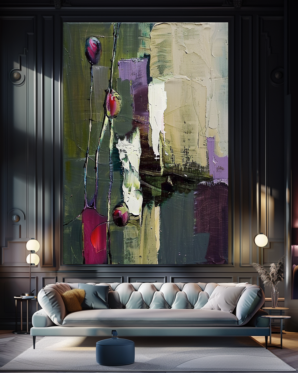Floral Abstract Impasto Oil Painting on Canvas - Vibrant Modern Wall Art for Living room