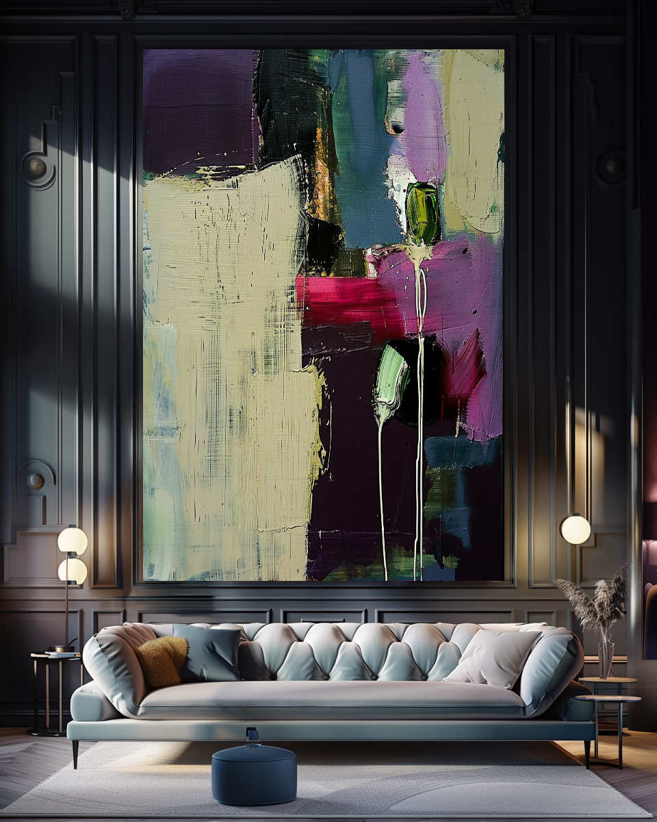 Floral Abstract Impasto Oil Painting on Canvas - Vibrant Modern Wall Art for Living room