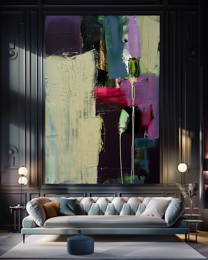 Floral Abstract Impasto Oil Painting on Canvas - Vibrant Modern Wall Art for Living room