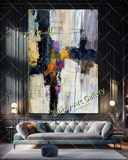 Abstract Tree Painting on Canvas – Large Modern Wall Art #143