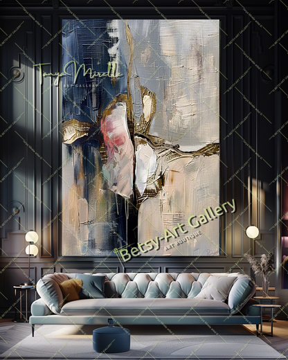 Abstract Tree Painting on Canvas – Large Modern Wall Art #143