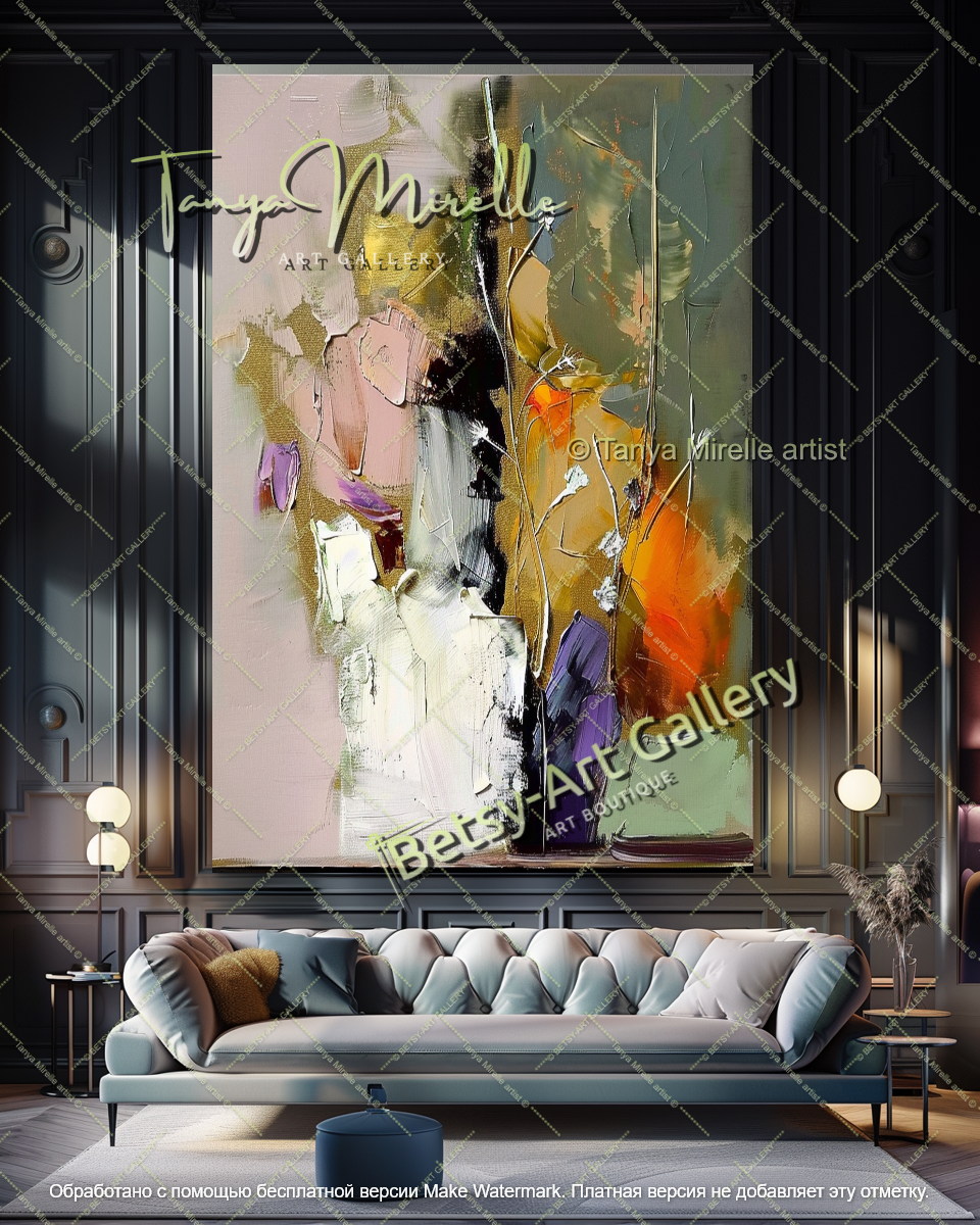 Luxury Textured Floral Wall Art Canvas