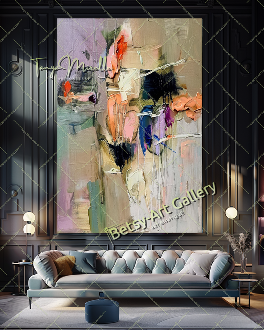 Pastel Colors Abstract Painting – Large Modern Wall Art #146