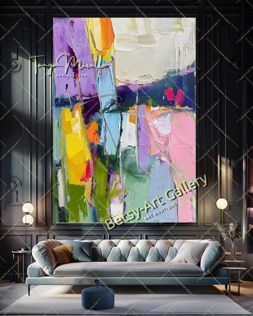 Soft Color Abstract Painting – Large Modern Wall Art #148