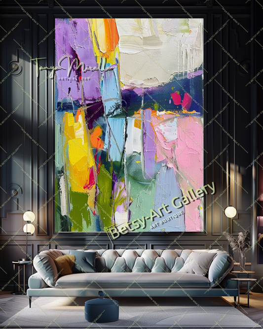 Soft Color Abstract Painting – Large Modern Wall Art #148