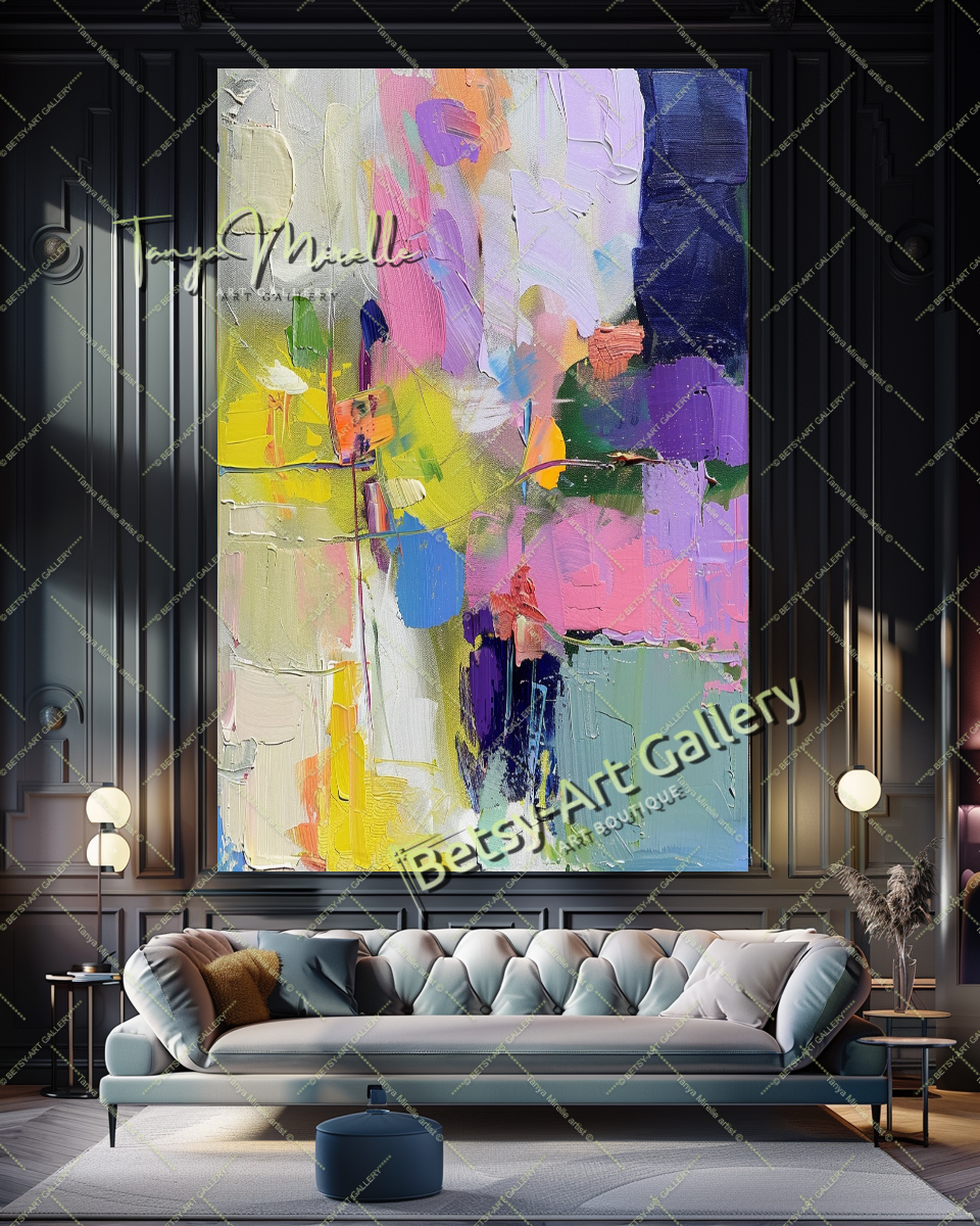 Soft Color Abstract Painting – Large Modern Wall Art #148