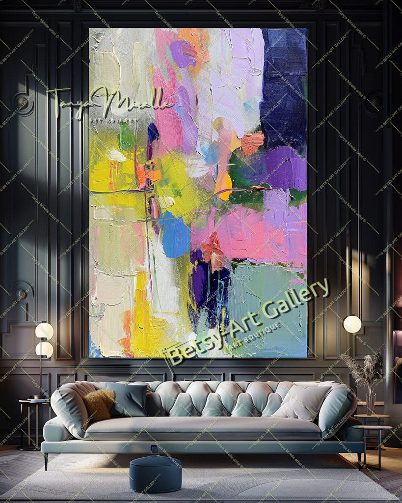Soft Color Abstract Painting – Large Modern Wall Art #148 – Large – Oil on Canvas – {{ product.title }} canvas artwork by Tanya Mirelle – modern wall decor – original artwork for home, living room, office, or gallery – original artwork by BETSY-ART GALLERY