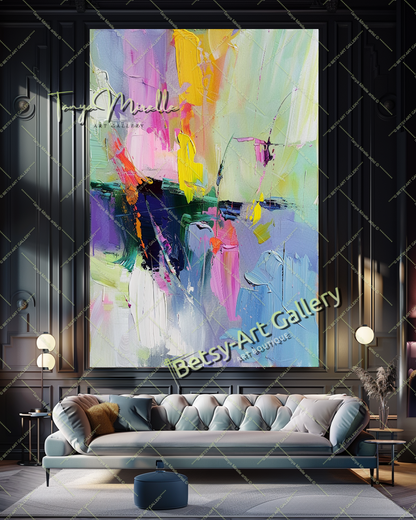 Soft Color Abstract Painting – Large Modern Wall Art #148
